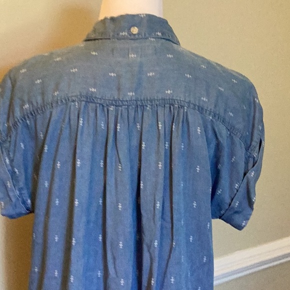 Thread+Supply lyocell blue chambray cap sleeve button front tunic dress size L - Picture 6 of 12